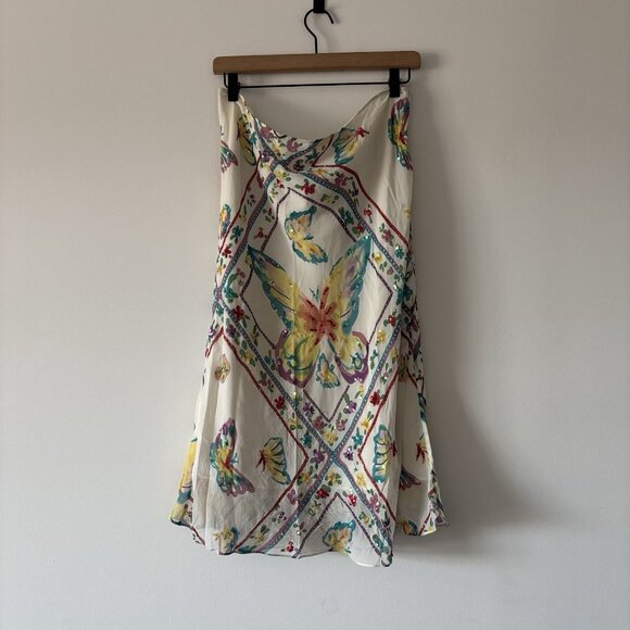 Vintage Silk Skirt Butterflies Beaded Size 14 Fairy Boho Romantic Cottage Y2K - Picture 1 of 16